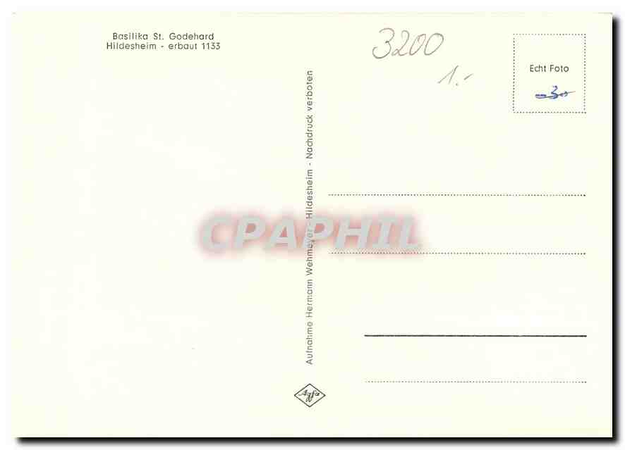 CPM Basilika St Godehard Hildesheim erbout 1133  — Back