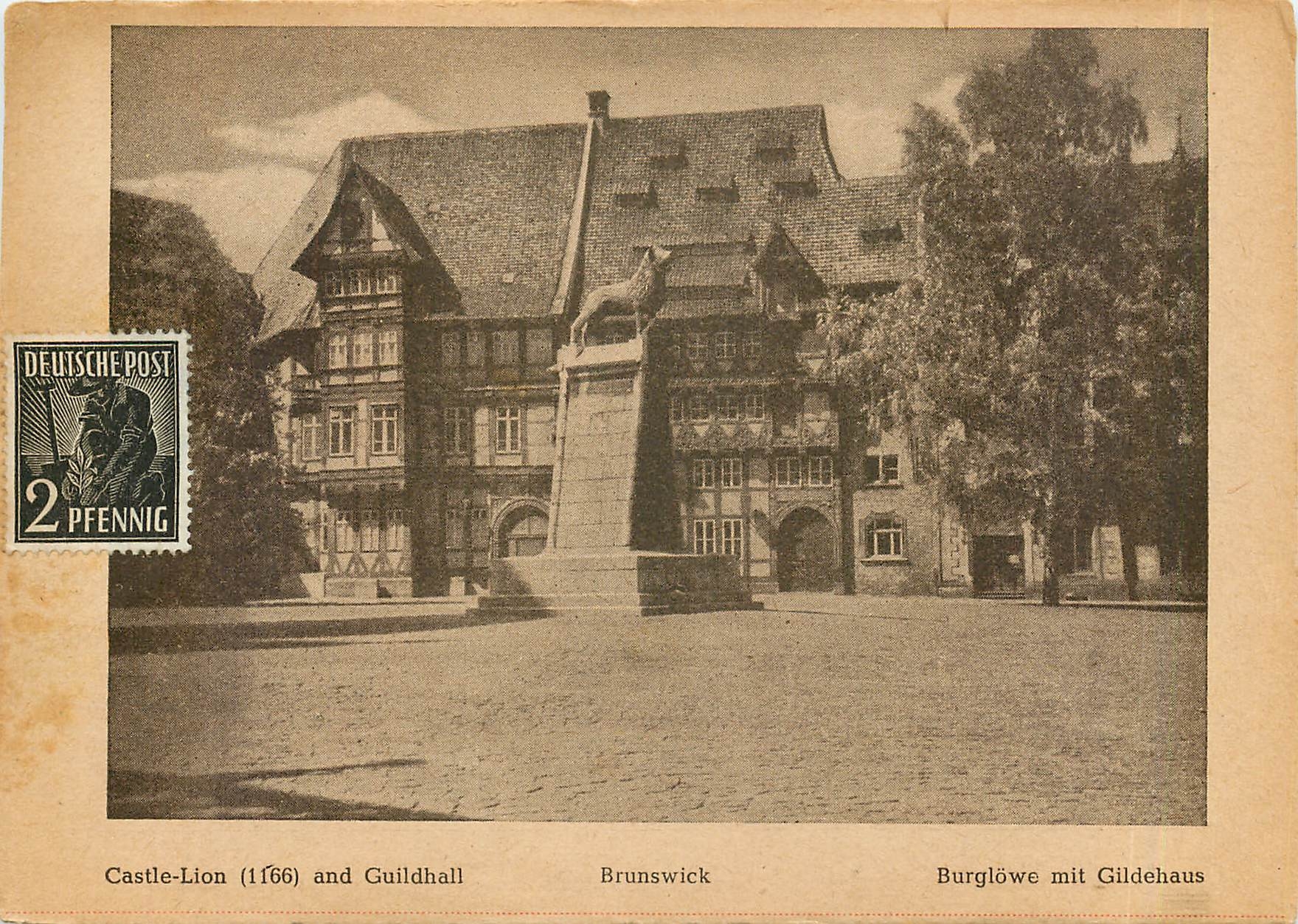 CPM Castle Lion and Guildhall Brunswick Burglowe mit Gildehaus 