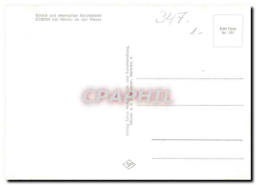 CPM Schloss und ehemalige Reichsabtei Corvey bei Hoxter an der Weser  — Rückseite
