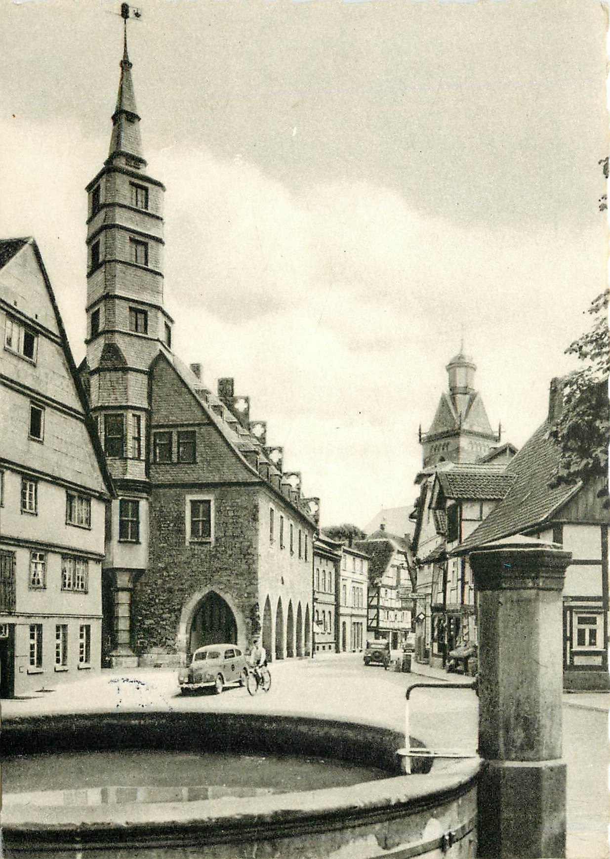 CPM Korbach Waldeck Stechbahn mit Rathaus und St Kilianskirche 