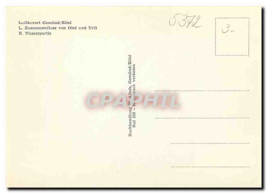 CPM Luftkurort Gemund Eifel L Zusammenflusz von Olef und Urit  — Rückseite