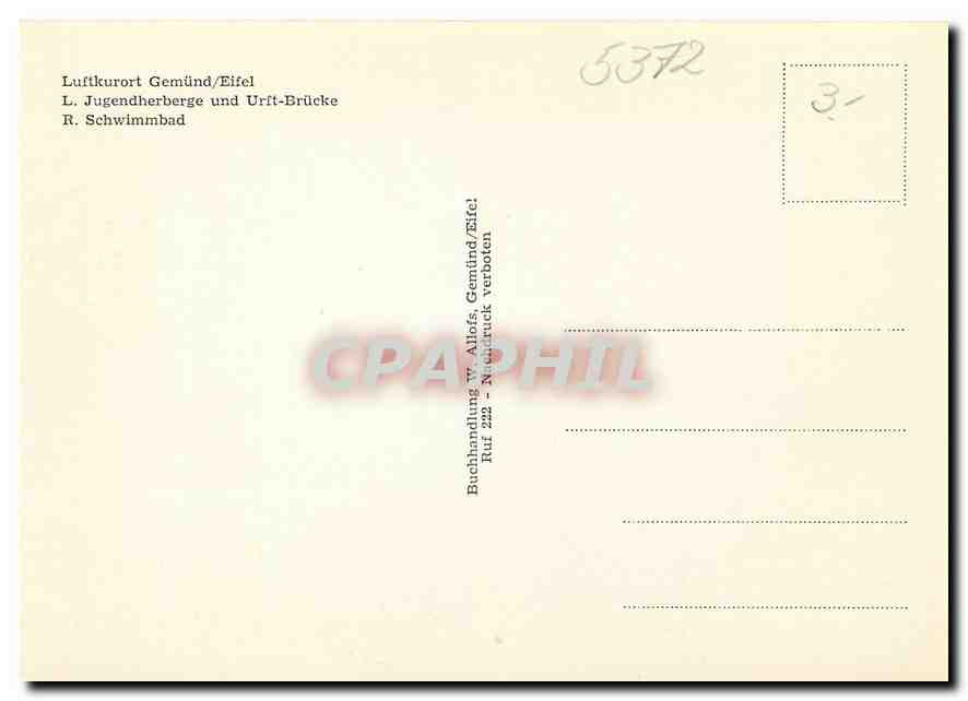 CPM Luftkurort Gemund Eifel L Jugendherberge und Urit Brucke  — Rückseite