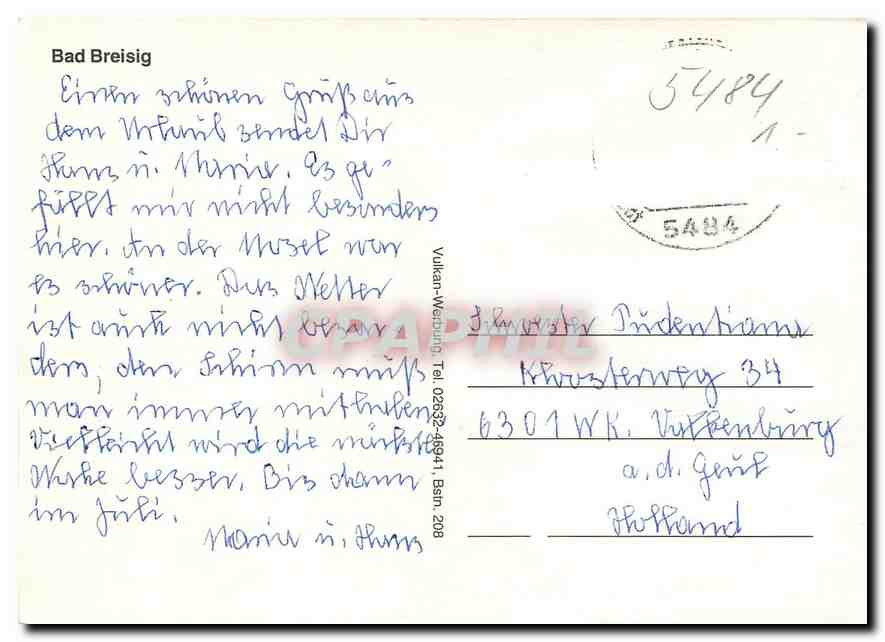 Bad Breisig — Église, hôtel et fontaine — Volkan-Weilbing — Verso