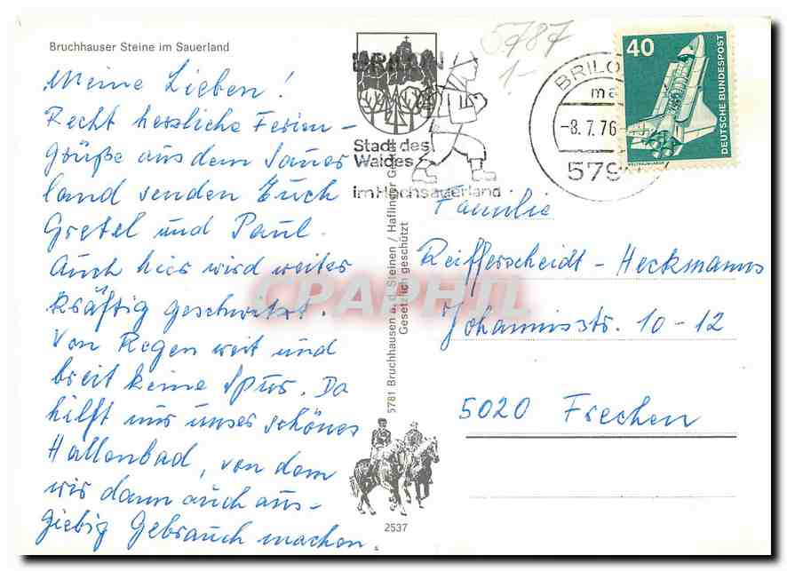 Bruchhauser Steine — Sauerland — éditeur non visible — Rückseite
