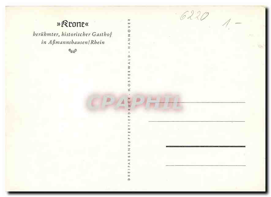 CPM Krone Beruhmter historischer Gasthof in Assmannshausen Rhein  — Rückseite