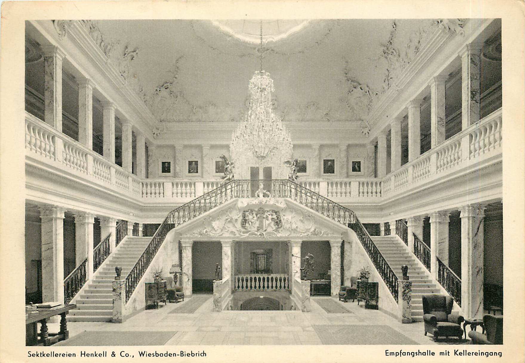 Sektellereien Henkell & Co., Wiesbaden-Biebrich — Empfangshalle mit Kellereingang — éditeur non visible