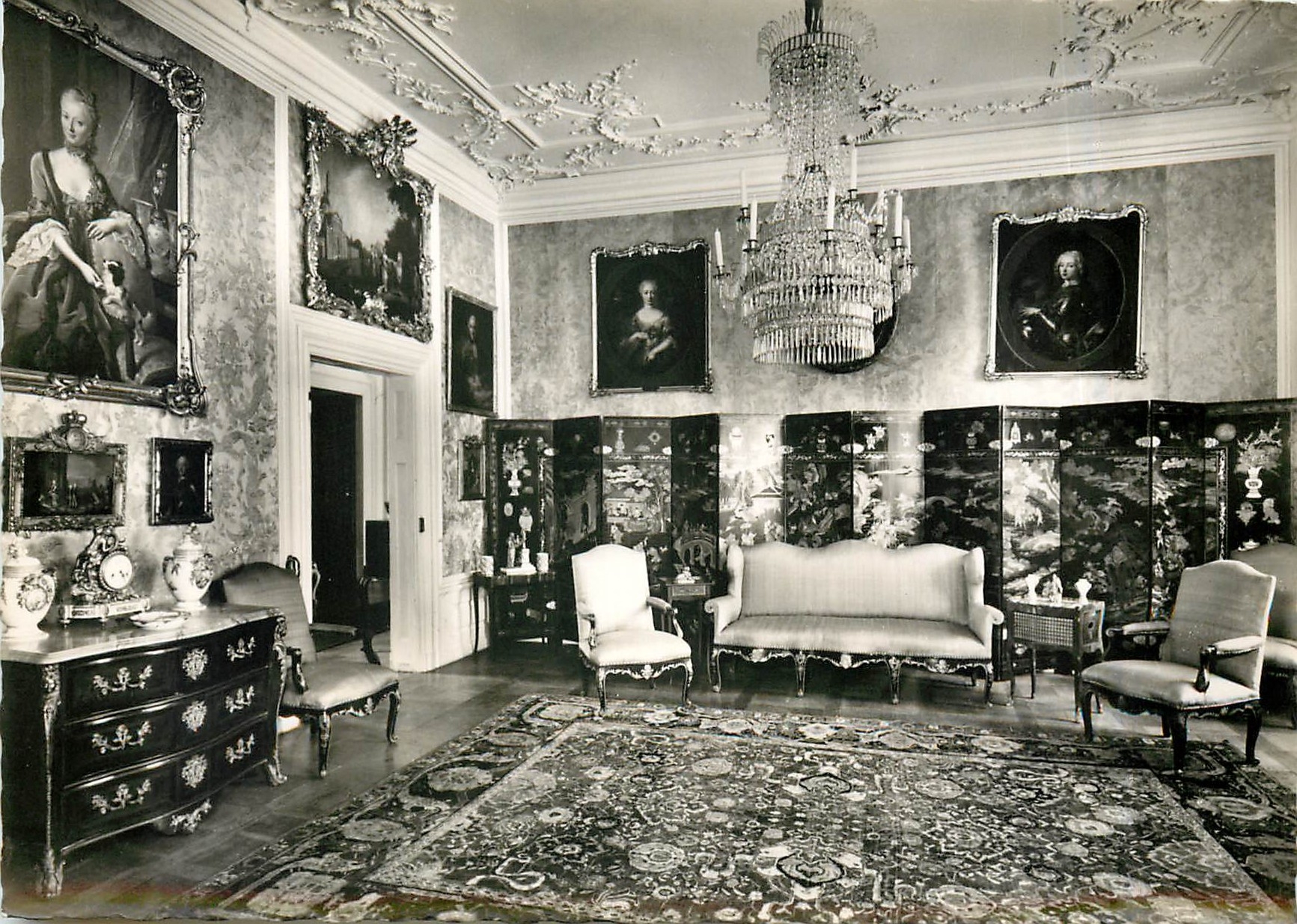 CPM Schloss Fasanerie Adolphseck bei Barockstadt Fulda Rosa Salon 