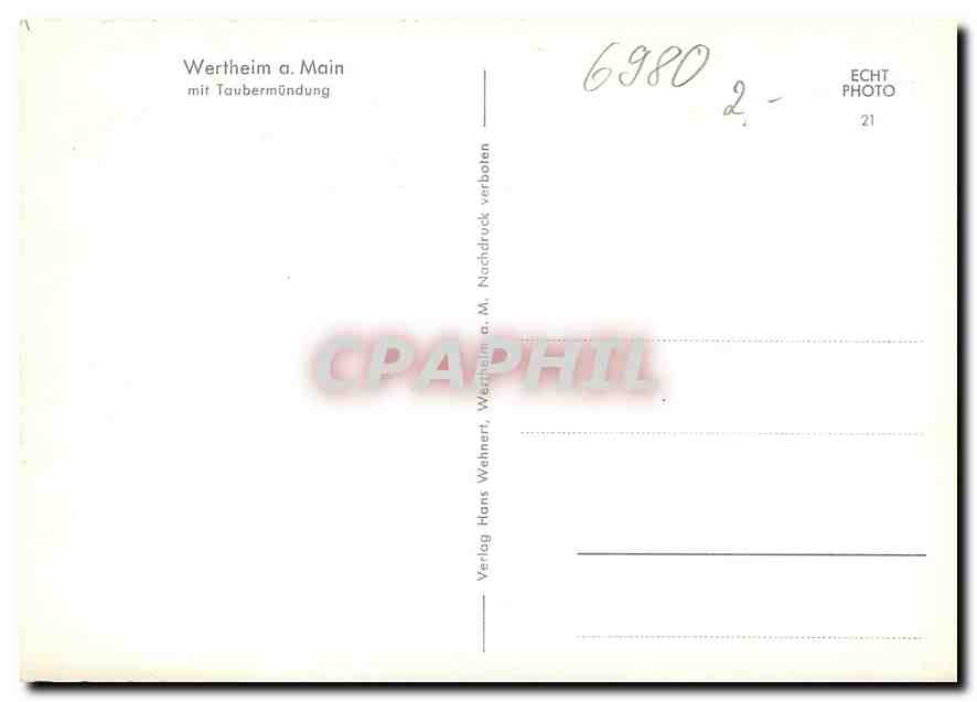 CPM Wertheim a Main mit Taubermundung  — Rückseite