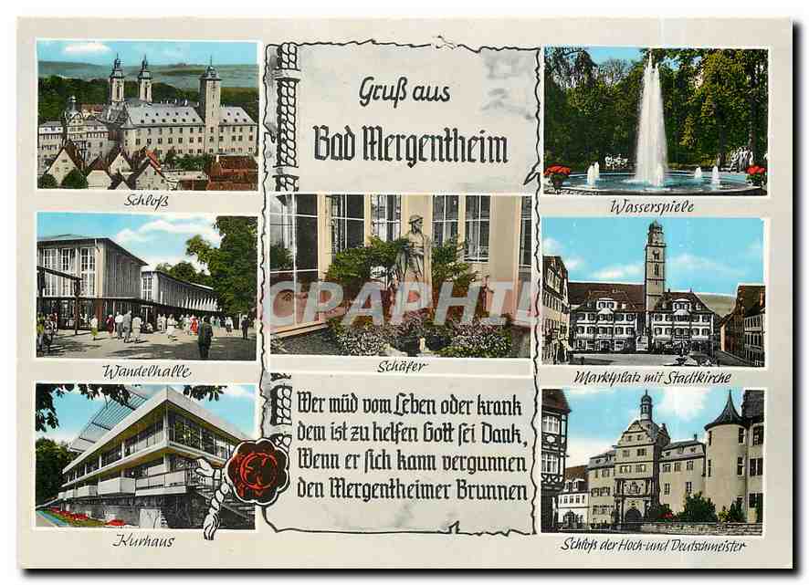CPM Gruss aus Bad Mergentheim Schloss Wasserspiele Wandelhalle Schafer 