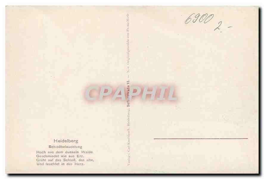 CPM Heidelberg Schlossbeleuchtung Hoch aus dem dunkein Walde  — Rückseite