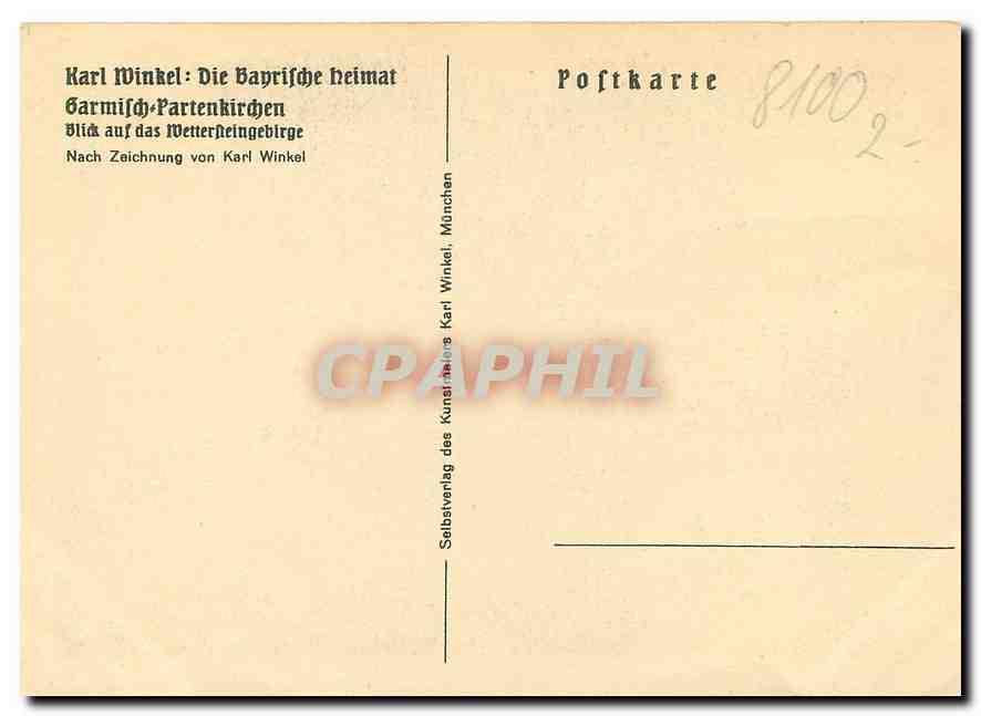 CPM Karl Winkel Die Bayrische heimat  — Rückseite