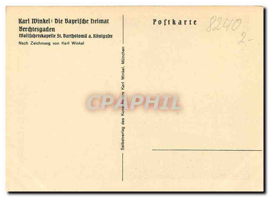 CPM Karl Winkel Die Bayrische heimat  — Rückseite