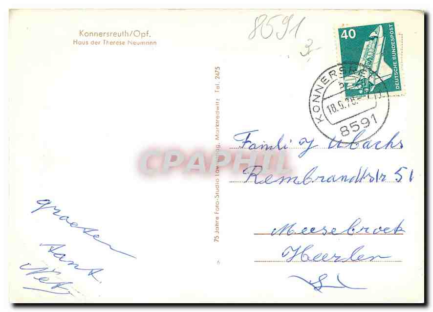 CPM Konnersreuth Opf Haus der Therese Neumann  — Rückseite