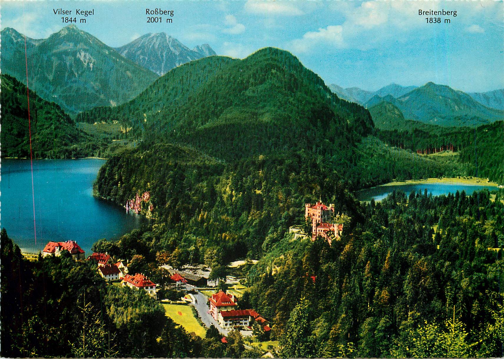 CPM Konigsschloss Hohenschwangau mit Alp und Schwansee Blick von der Jungen 