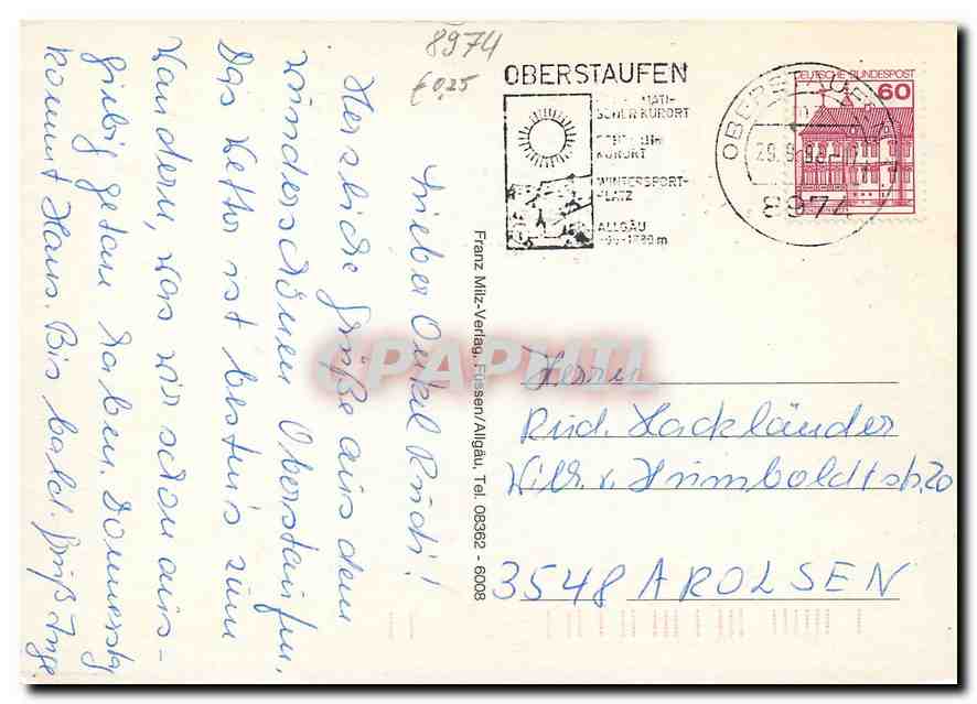 CPM Schrothkurort Oberstaufen Oberallgau  — Rückseite