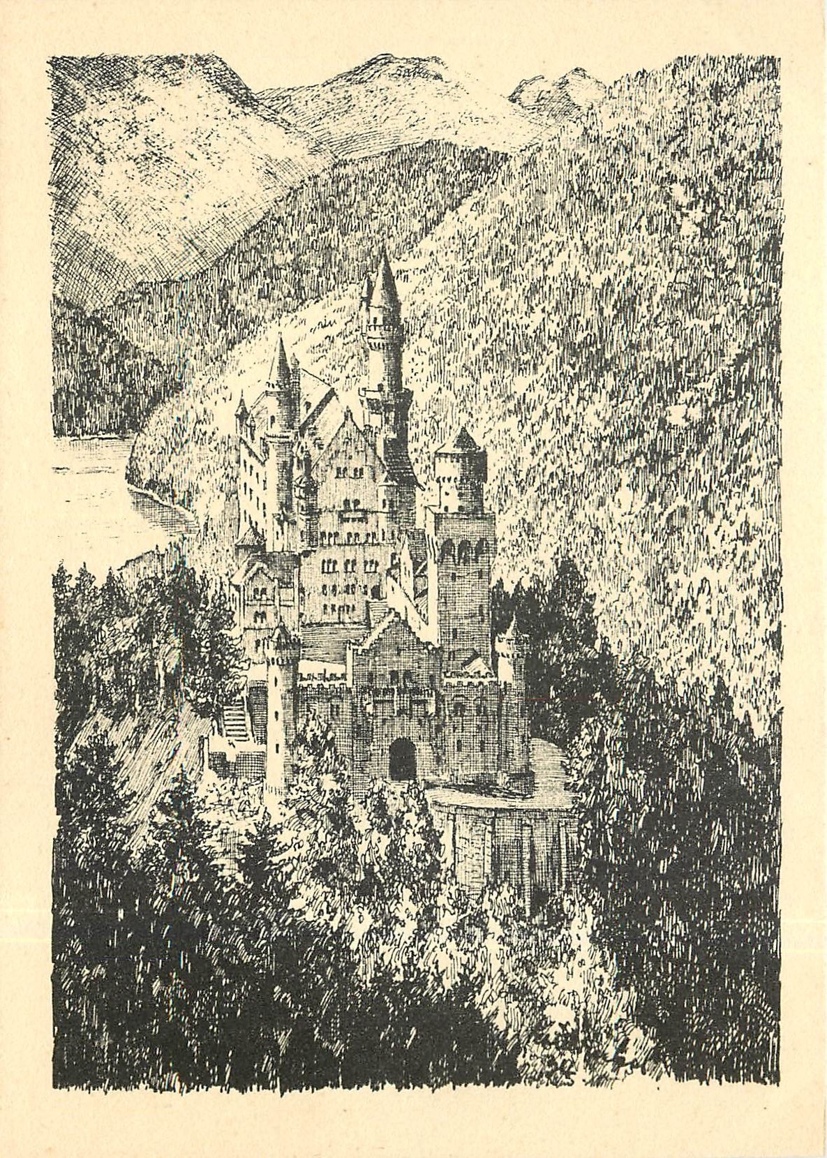 CPM Karl Winkel Die Bayrische heimat Schloss Neufchwanftein 