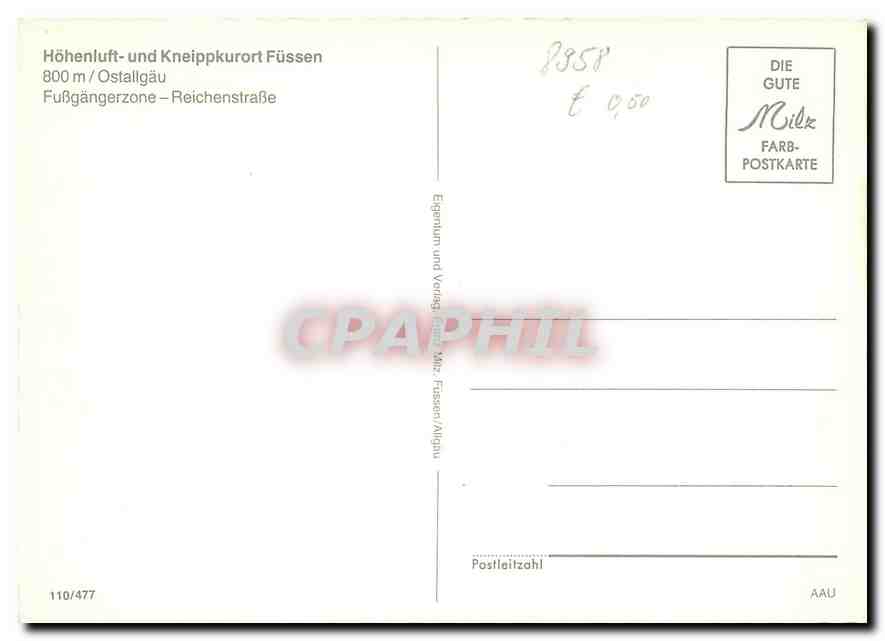 CPM Hohenluft und Kneippkurort Fussen Ostallgau  — Rückseite