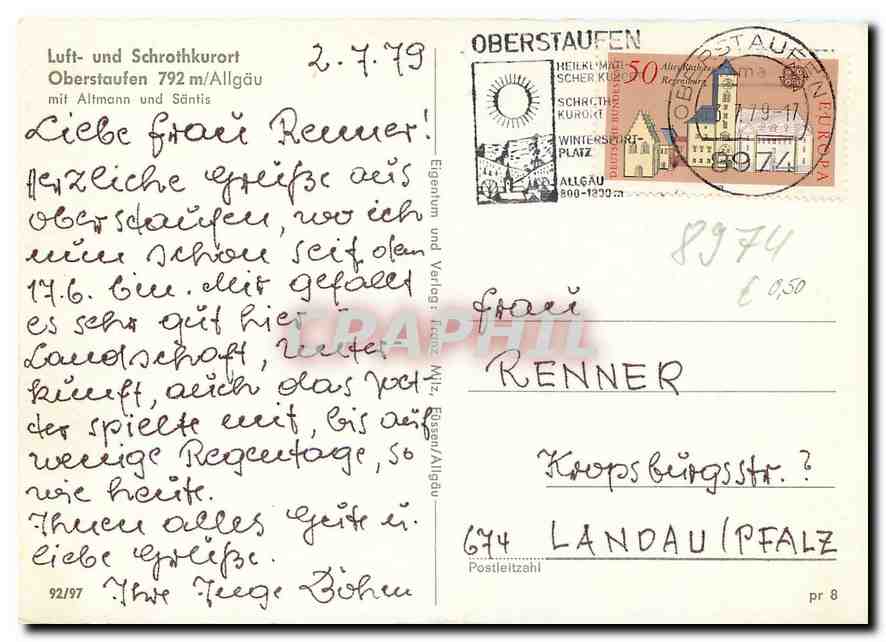 CPM Luft und Schrothkurort Oberstaufen Allgau  — Rückseite