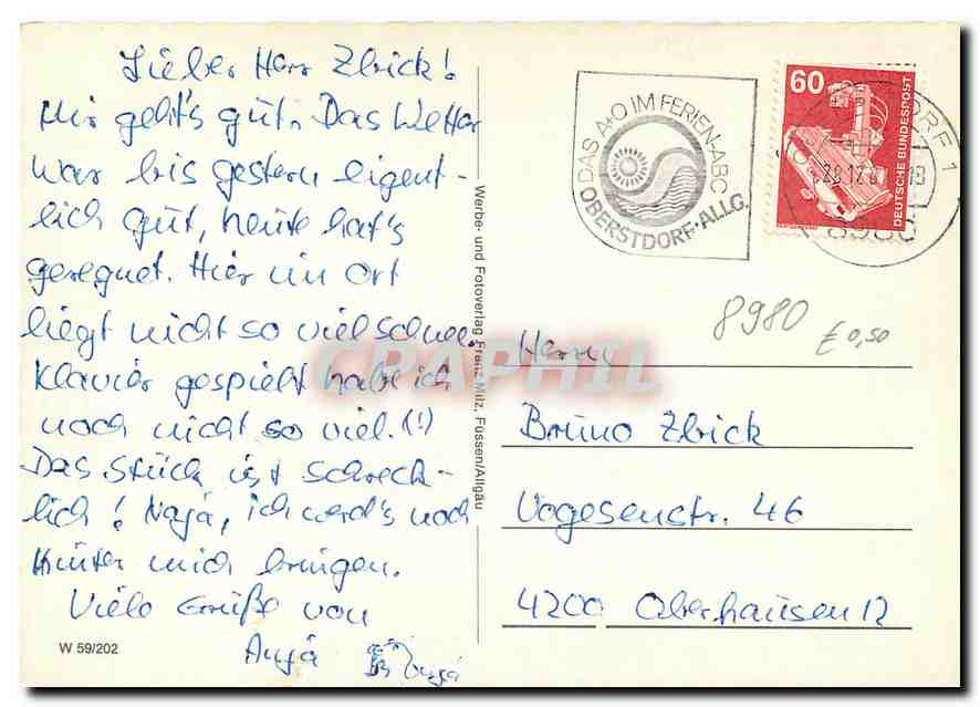 CPM Internationaler Wintersportplatz Oberstdorf  — Rückseite
