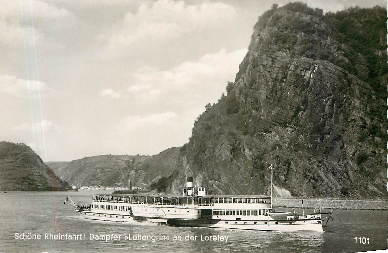 CPM Schloss Rheinfahrtl Dampfer Lahengrin an der Loreley Bateau