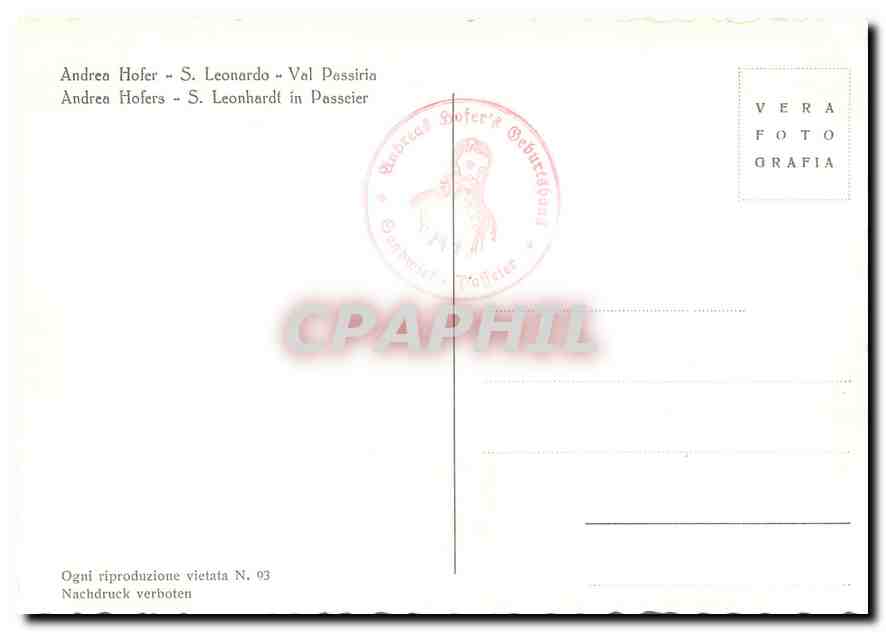 CPM Andrea Hofer S Leonardo Val Passiria  — Rückseite