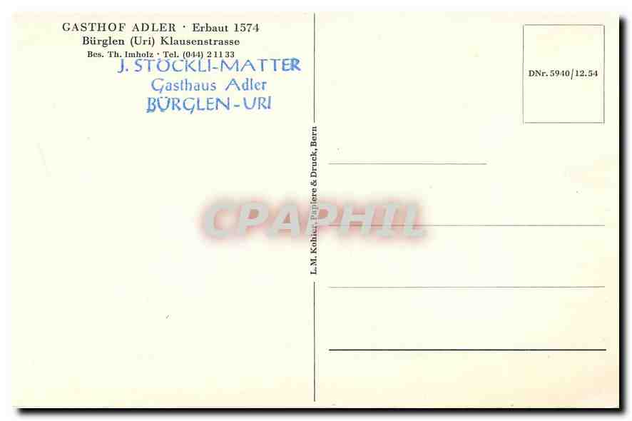 CPM Gasthof Adler Erbaut Burglen Uri Klausenstrasse  — Rückseite