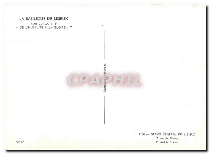 CPM La Basilique de Lisieux vue du Carmel  — Rückseite