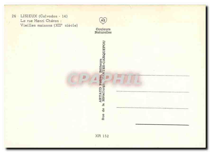 CPM Lisieux Calvados La rue Henri Cheron Vieilles maisons  — Rückseite