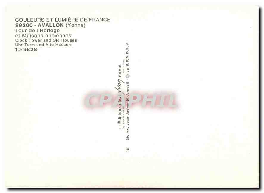 CPM Avallon Yonne Tour de l'Horloge et Maisons anciennes  — Verso