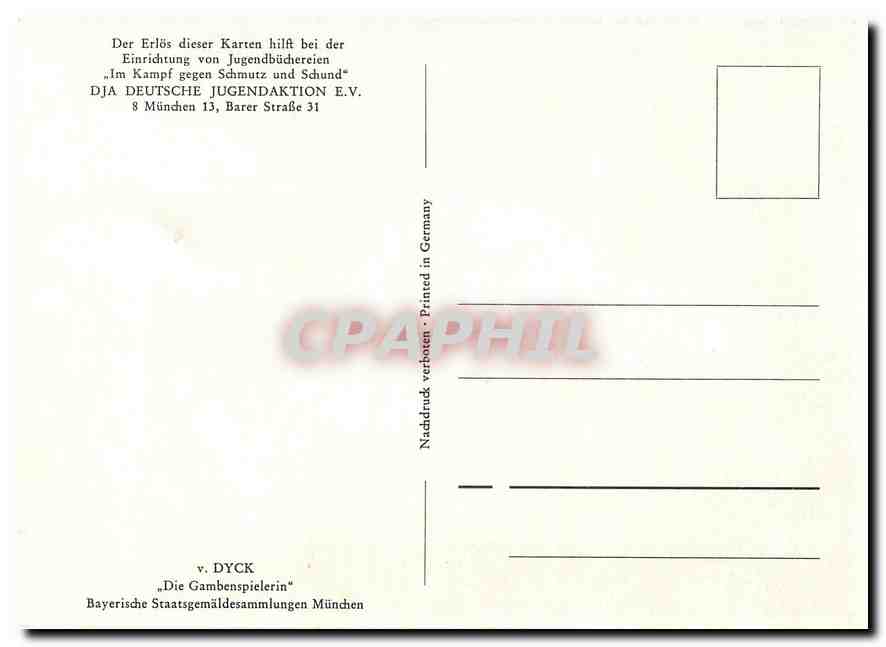 CPM Dyck Due Gambenspielerin Bayerische Staatsgemaldesammlungen Munchen  — Back