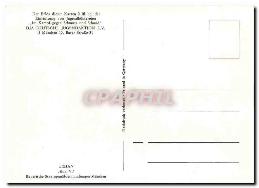 CPM Tizian Karl V Bayerische Staatsgemaldesammlungen Munchen  — Back
