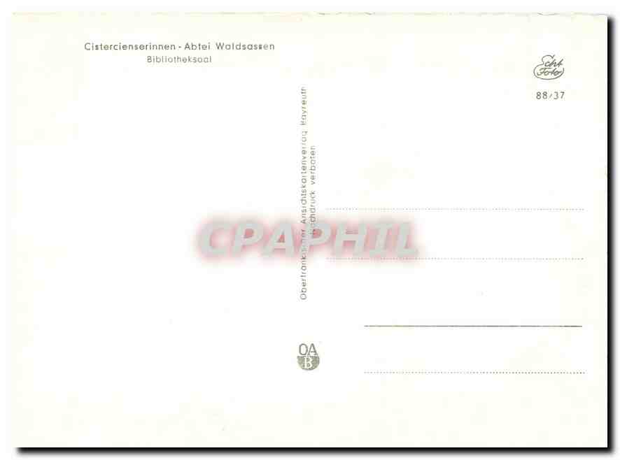 CPM Cistercienserrinen Abtei Waldsassen Bibliotheksaal Bibliotheque — Back
