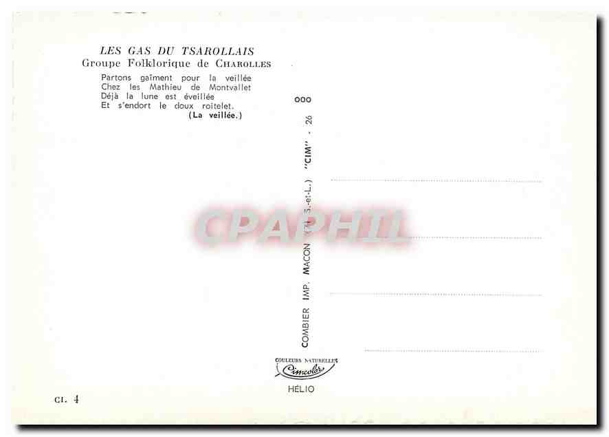 CPM Les Gas du Tsarollais Groupe Folklorique de Charolles  — Rückseite