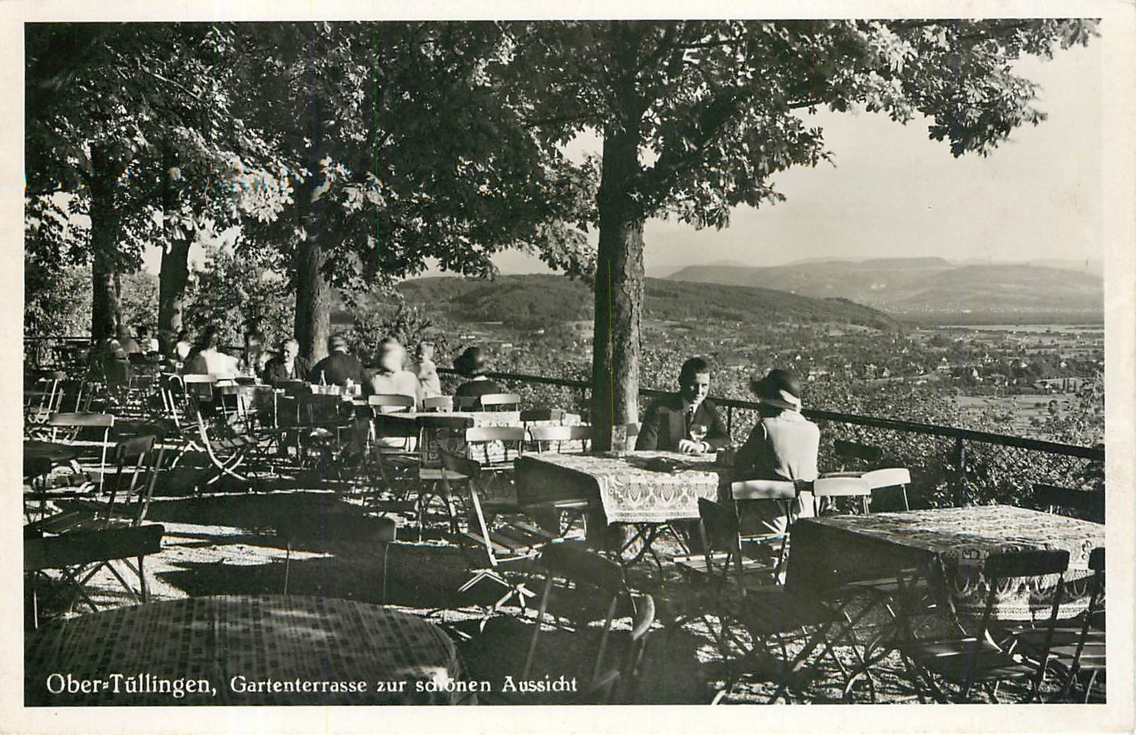 CPM Ober Tullingen Gartenterrase zur salonen Aussicht Gasthaus Schonen Aussicht Obertullingen
