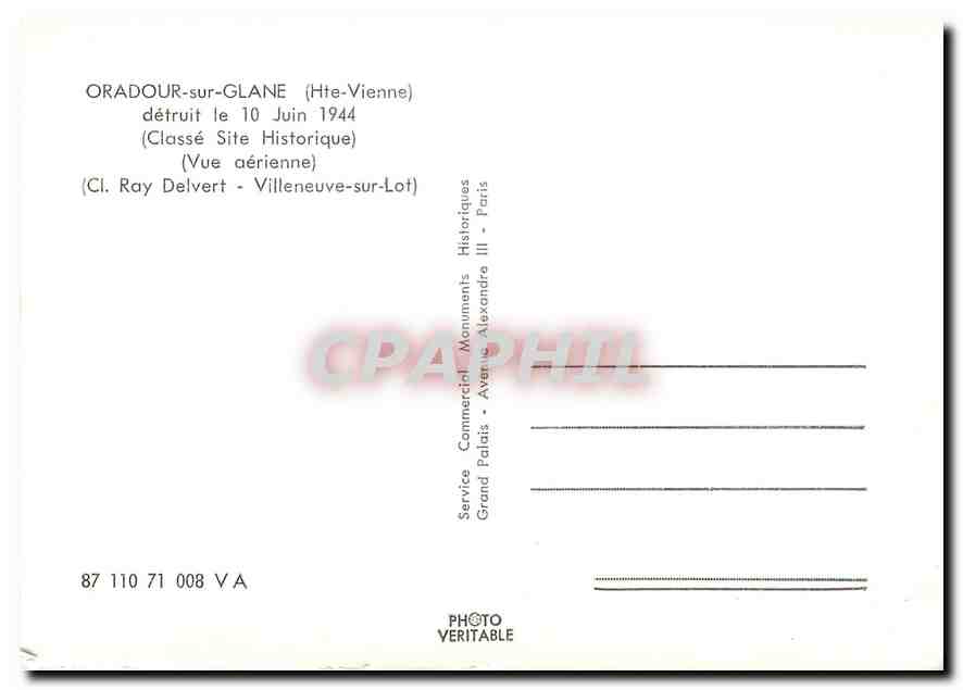 CPM Oradour sur Glane Hte Vienne Classe Site Historique Vue aerienne  — Back