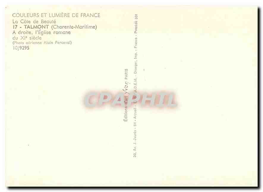 CPM Talmont Charente Maritime A droite l'Eglise romane  — Verso