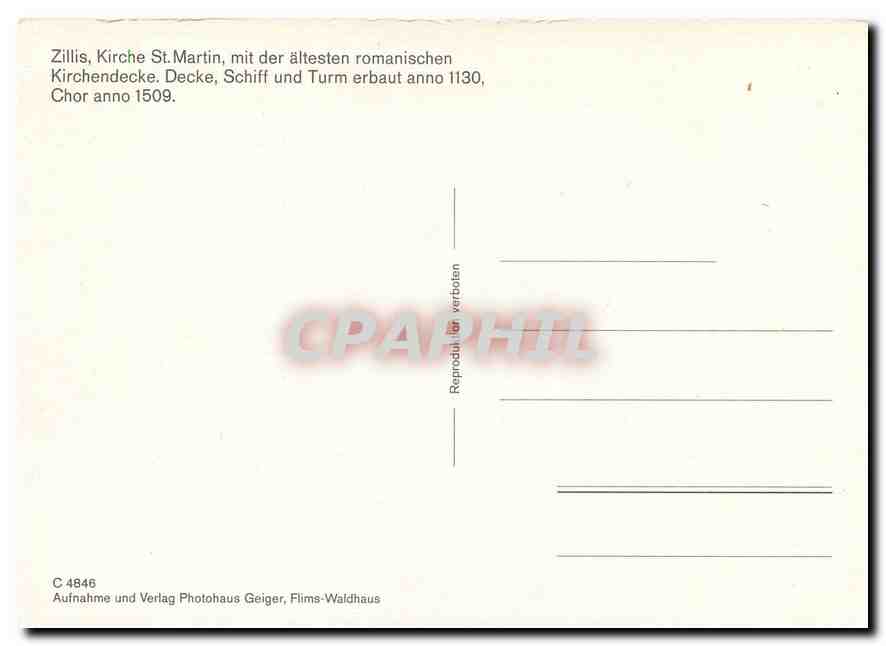 CPM Zilles Kirche St Martin mit der altesten romanischen Kirchendecke  — Rückseite
