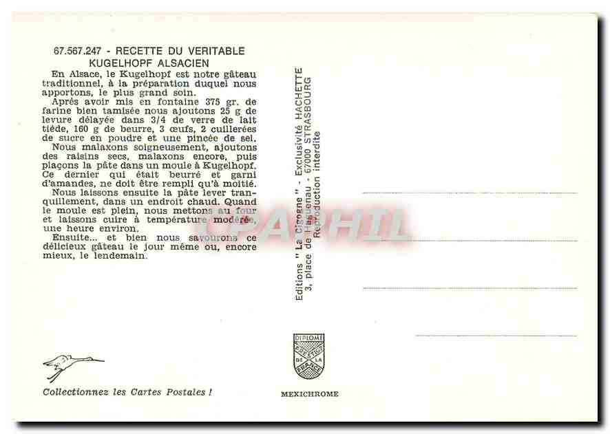 CPM Recete du Kugelhopf Alsacien  — Rückseite