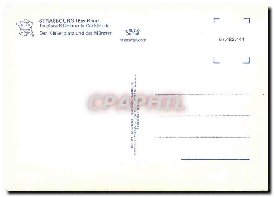 CPM Strasbourg Bas Rhin La place Kleber et la Cathedrale  — Rückseite
