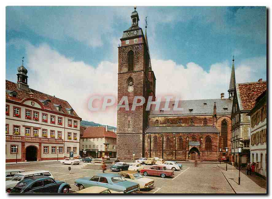 CPM Neustadt an der Deutschen Weinstrasse Marktplatz mit Rathaus und Stiftskirche 