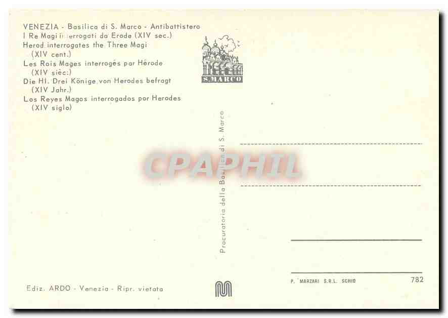 CPM Venezia Basilica di S Marco Les Rois Mages interroges par Herode  — Rückseite
