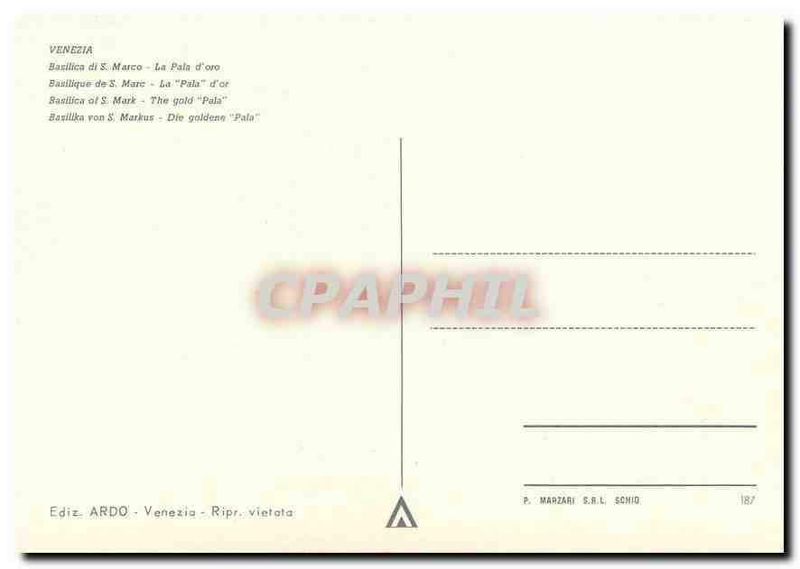 CPM Venezia Basilique de S Marc La Pala d'Or  — Rückseite