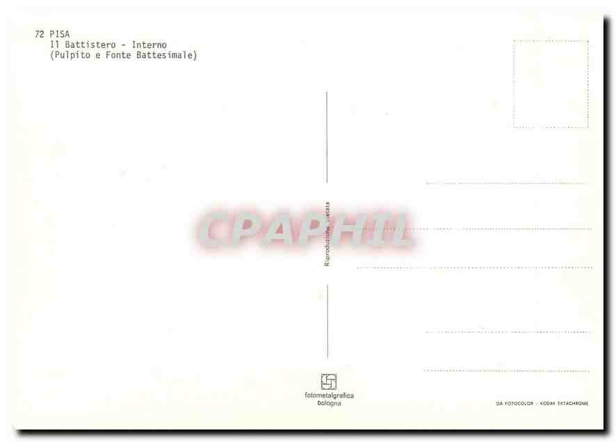 CPM Pisa Il Battistero Interno Pulpito e Fonte Battesinale  — Rückseite