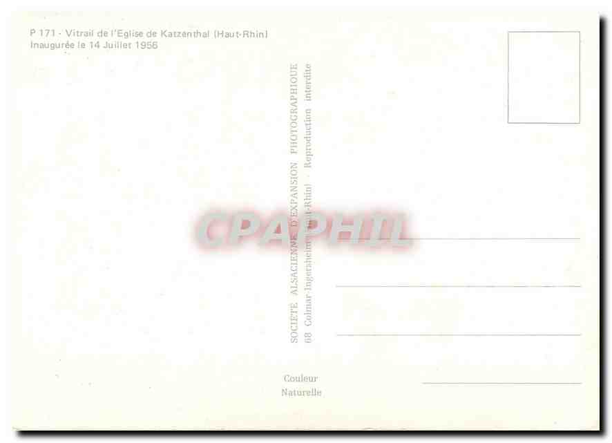 CPM Vitrail de l'Eglise de Katzenthal Haut Rhin  — Rückseite