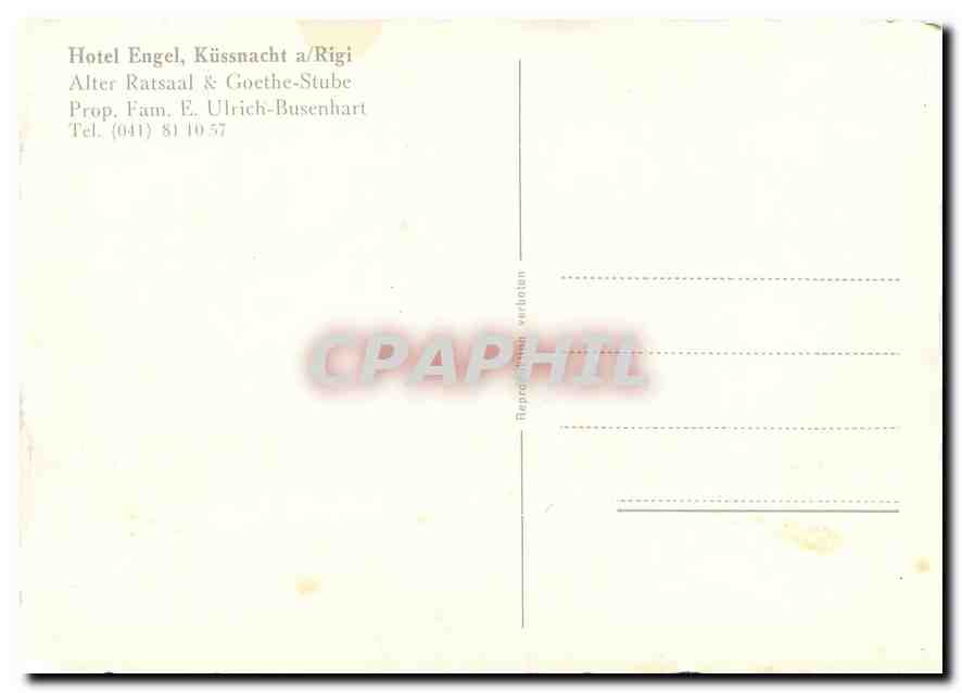 CPM Hotel Engel Kussnacht A Rigi Alter Ratsaal Goethe Stube  — Back