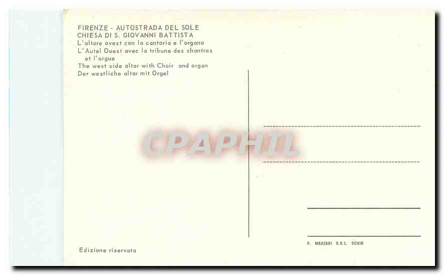 CPM Firenze Autostrada del Sole Chiesa S Giovanni Battista L'Autel Ouest avec la tribune des chantre — Rückseite