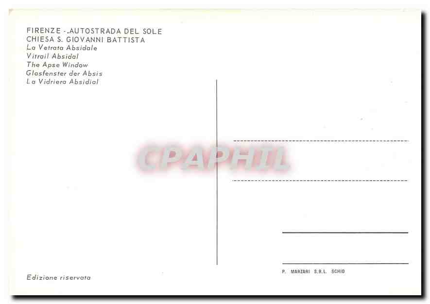CPM Firenze Autostrada del Sole Chiesa S Giovanni Battista Vitrail Absidale  — Rückseite