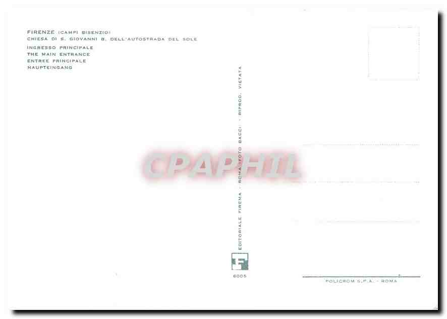 CPM Firenze Camp Sisenziol Chiesa di S Giovanni s Dell Autostrada del Sole Entree principale  — Rückseite