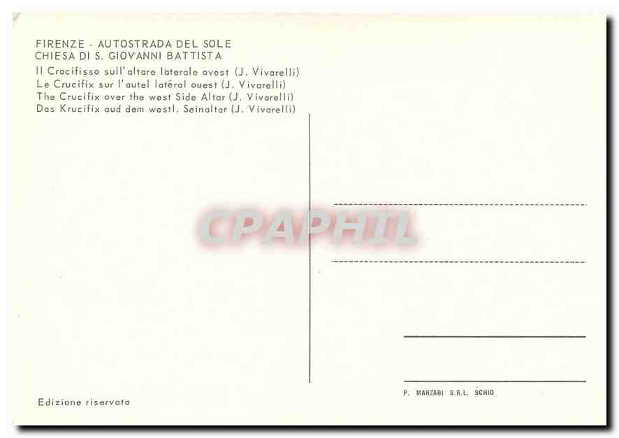 CPM Firenze Autostrada del Sole Chiesa S Giovanni Battista Le Crucifix sur l'autel lateral ouest  — Rückseite
