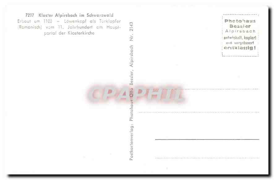 CPM Kloster Alpirsbach im Schwarzwald Lowenkopf als Turklopfer  — Rückseite
